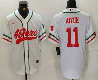 Mens San Francisco 49ers #11 Brandon Aiyuk White Mexico Cool Base Stitched Baseball Jersey